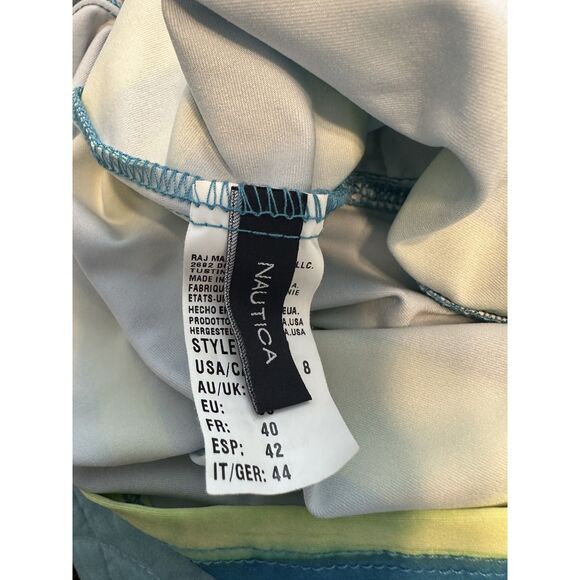 Nautica Tankini Top Size 8 Blue Green Striped Halter Swim Top Padded Cups - Picture 3 of 5